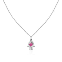 Natural Ruby Silver Hamsa Hand Pendant for Women