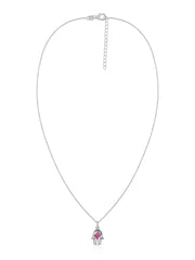 Natural Ruby Hamsa Protection Pendant with Chain