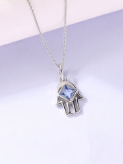 Natural Tanzanite Hamsa Protection Pendant with Chain