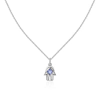 Natural Tanzanite Silver Hamsa Hand Pendant for Women