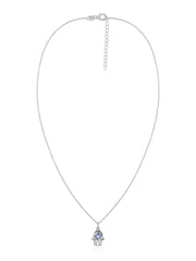 Natural Tanzanite Hamsa Protection Pendant with Chain