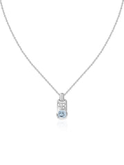 Aquamarine Geometric Silver Pendant with Chain