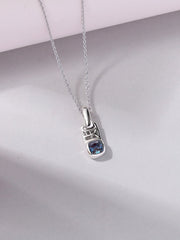 Alexandrite Geometric Silver Pendant with Chain