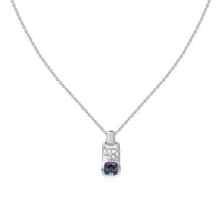 Alexandrite CZ Geometric Silver Pendant with Chain