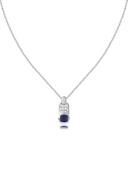 Sapphire Geometric Silver Pendant with Chain