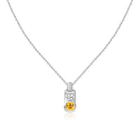 Natural Citrine Geometric Silver Pendant with Chain