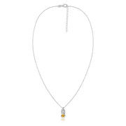 Citrine Geometric Silver Pendant with Chain