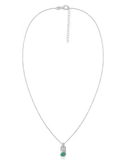Emerald Geometric Silver Pendant with Chain