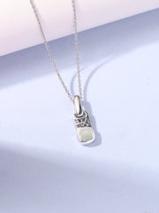 Ethiopian Opal Geometric Silver Pendant with Chain