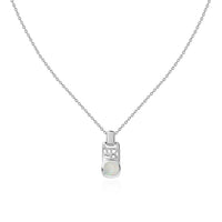 Natural Ethiopian Opal Geometric Silver Pendant with Chain