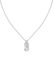 Ethiopian Opal Geometric Silver Pendant with Chain