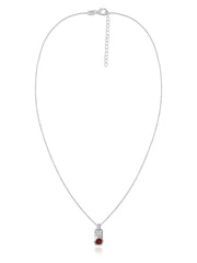Garnet Geometric Silver Pendant with Chain