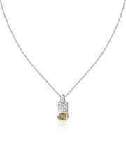 Peridot Geometric Silver Pendant with Chain