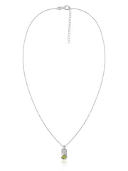 Peridot Geometric Silver Pendant with Chain