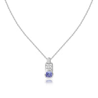Tanzanite Geometric Silver Pendant with Chain