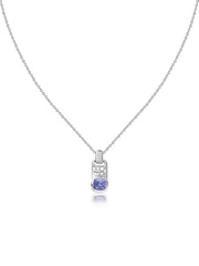 Tanzanite Geometric Silver Pendant with Chain