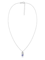 Tanzanite Geometric Silver Pendant with Chain