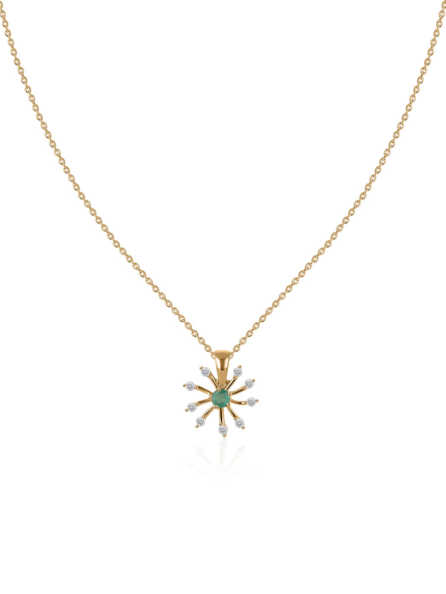 Natural Emerald Flora Pendant With Zirconia
