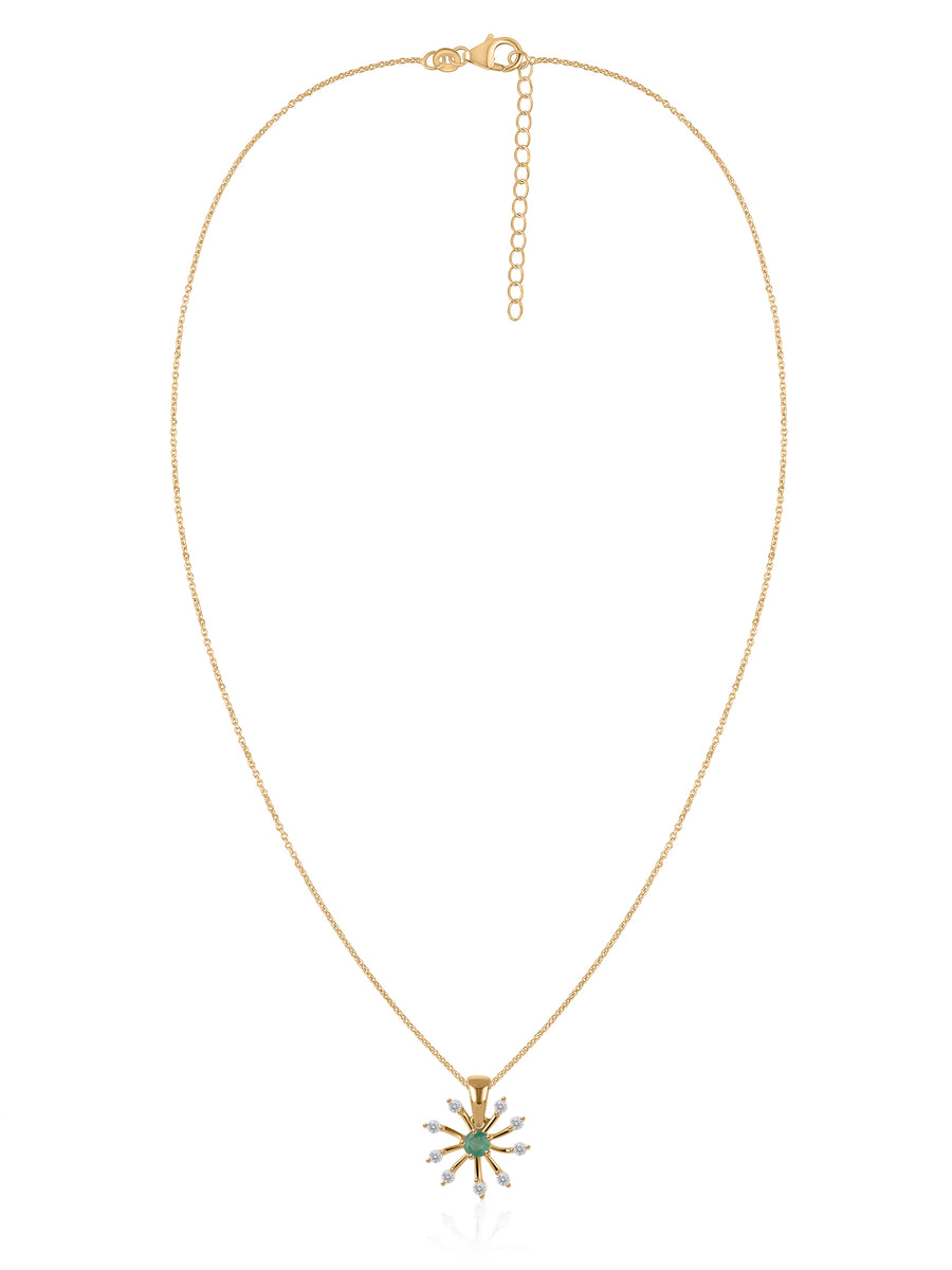 Natural Emerald Flora Pendant With Zirconia