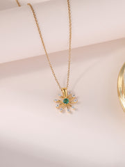 Natural Emerald Flora Pendant With Zirconia