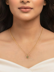 Natural Emerald Flora Pendant With Zirconia