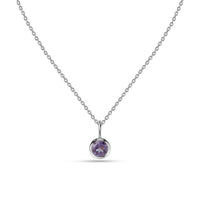 Natural Amethyst Silver Solitaire Pendant for Women