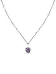 Natural Amethyst Round Solitaire Pendant with Chain
