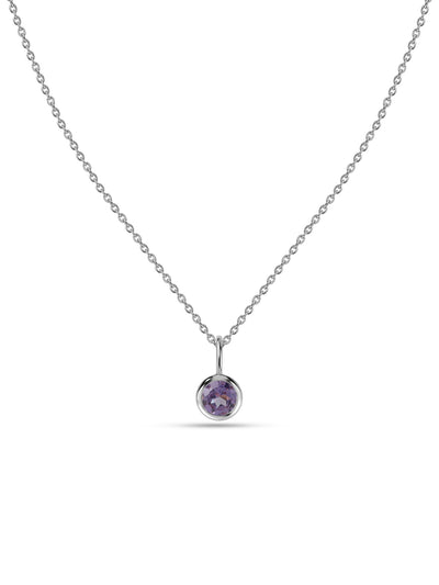 Natural Amethyst Silver Solitaire Pendant for Women