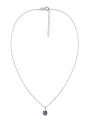 Natural Amethyst Round Solitaire Pendant with Chain