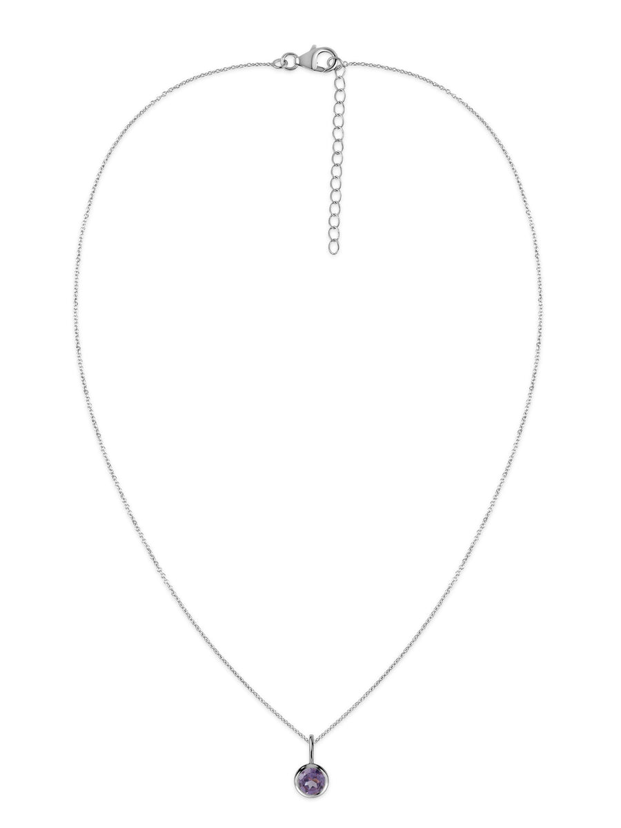 Natural Amethyst Round Solitaire Pendant with Chain