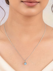 Aquamarine Round Solitaire Pendant with Chain