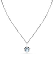 Aquamarine Round Solitaire Pendant with Chain
