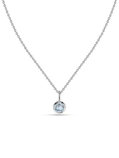 Natural Aquamarine Silver Solitaire Pendant for Women
