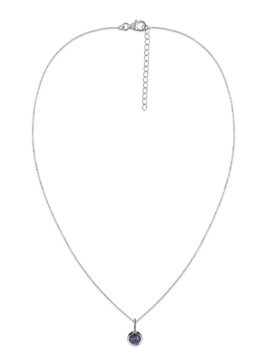 Alexandrite Round Solitaire Pendant with Chain