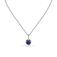 Natural Blue Sapphire Silver Solitaire Pendant for Women