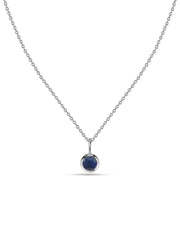 Blue Sapphire Round Solitaire Pendant with Chain