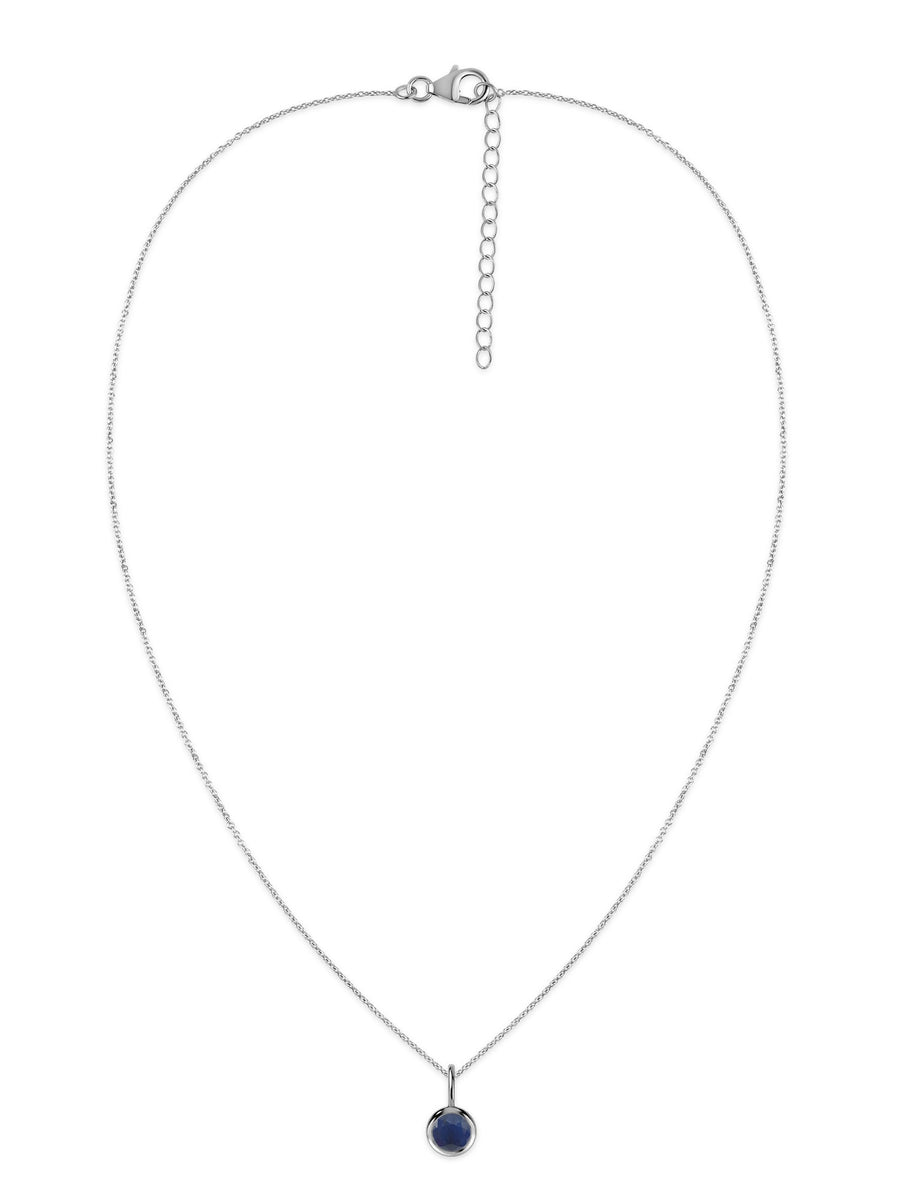 Blue Sapphire Round Solitaire Pendant with Chain