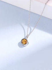 Citrine Round Solitaire Pendant with Chain