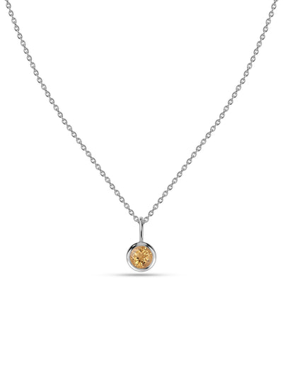 Natural Citrine Silver Solitaire Pendant for Women