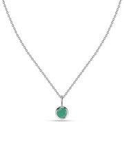Emerald Round Solitaire Pendant with Chain