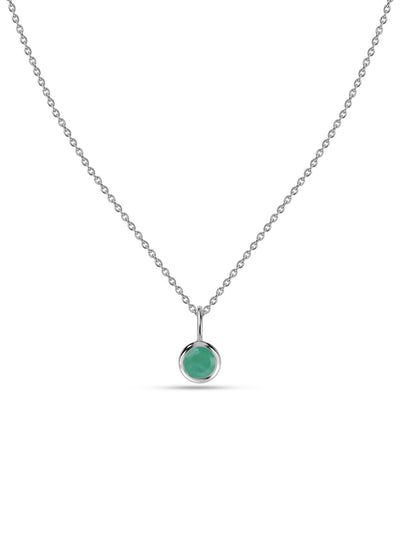 Natural Emerald Silver Solitaire Pendant for Women