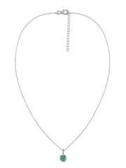 Emerald Round Solitaire Pendant with Chain