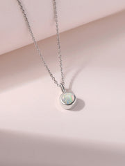 Natural Ethiopian Opal Round Solitaire Pendant with Chain