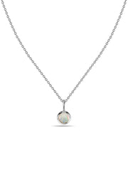 Natural Ethiopian Opal Round Solitaire Pendant with Chain