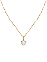 Rainbow Moon Stone Round Solitaire Pendant with Chain