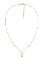 Rainbow Moon Stone Round Solitaire Pendant with Chain