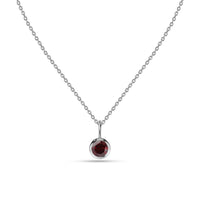 Natural Garnet Silver Solitaire Pendant for Women