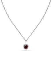 Natural Garnet Round Solitaire Pendant with Chain