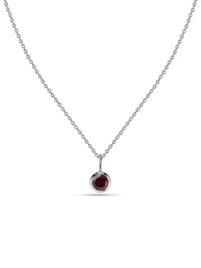 Natural Garnet Silver Solitaire Pendant for Women