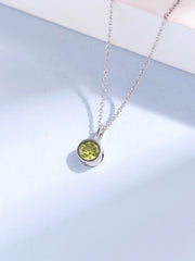 Peridot Round Solitaire Pendant with Chain